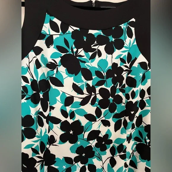 Jessica Howard Dress - Floral Print - Teal, Black and White - size 18W - Picture 8 of 15